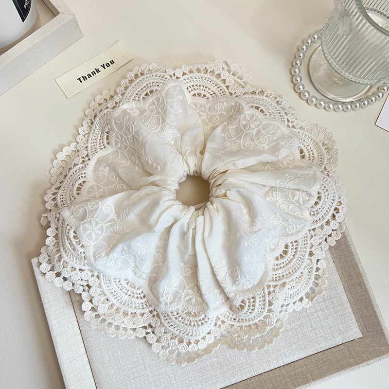 Women's Elegant Large Lace Ponytail Hair Accessory Solid White