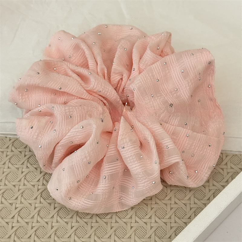 Women's Stylish Rhinestone Cloth Scrunchies Checkered Plaid Hair Tie
