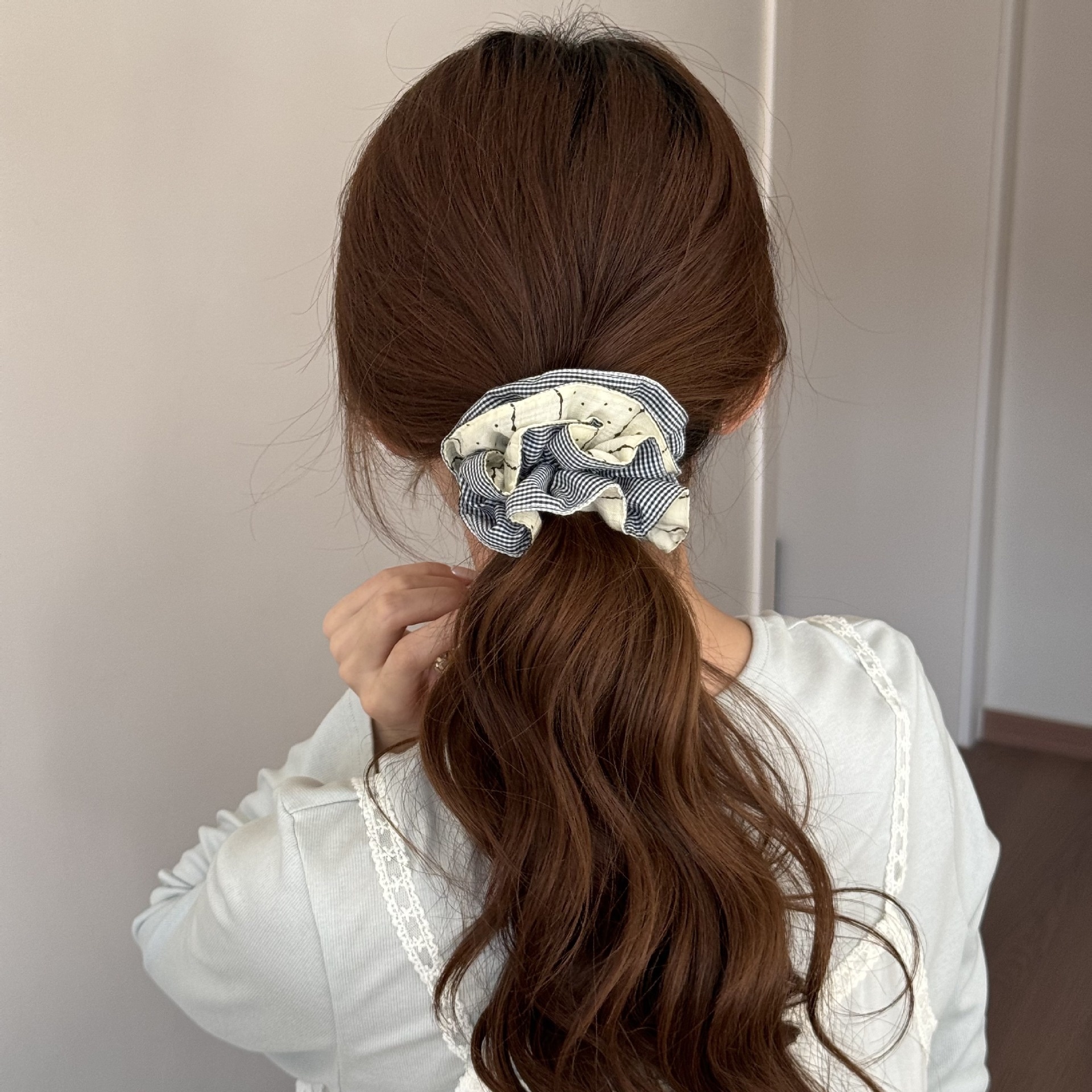  Final Polish:**
    "Women's Sweet Spring Polyester Hair Tie Pink Polka Dot Pattern"
    Let's check length:
    W-o-m-e-n-'-s (7)
    [space] (