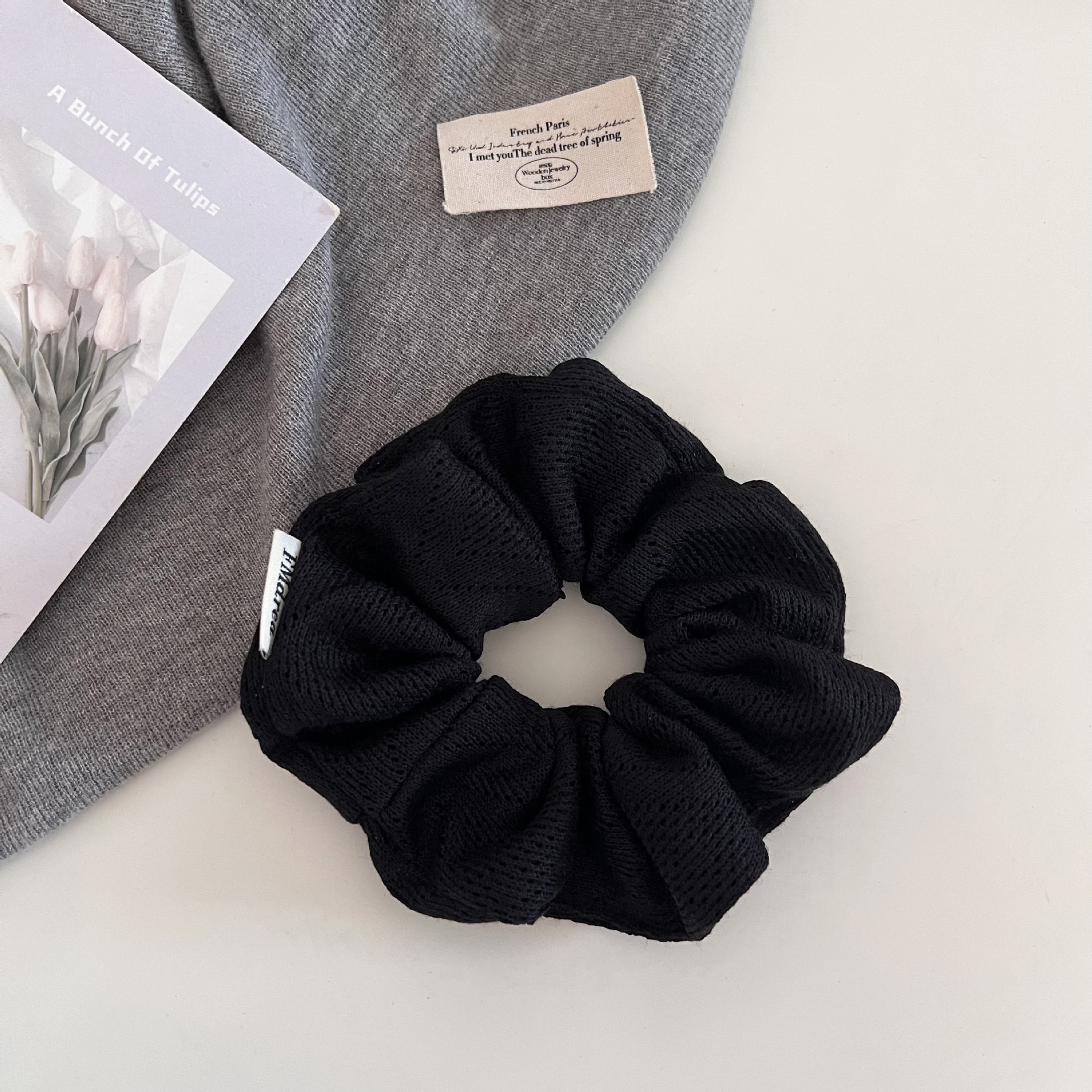 Women's Autumn Knitted Low Bun Hair Bands Daily Puffy Hair Ties Solid Color