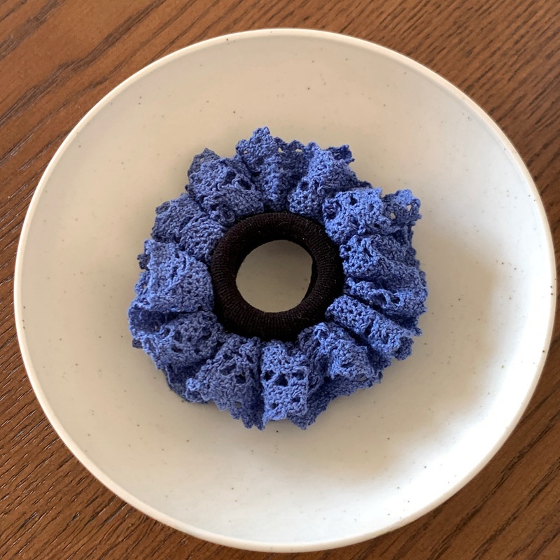 Women's Elegant Lace Hair Tie in Light Blue, Solid Color Spring Accessory