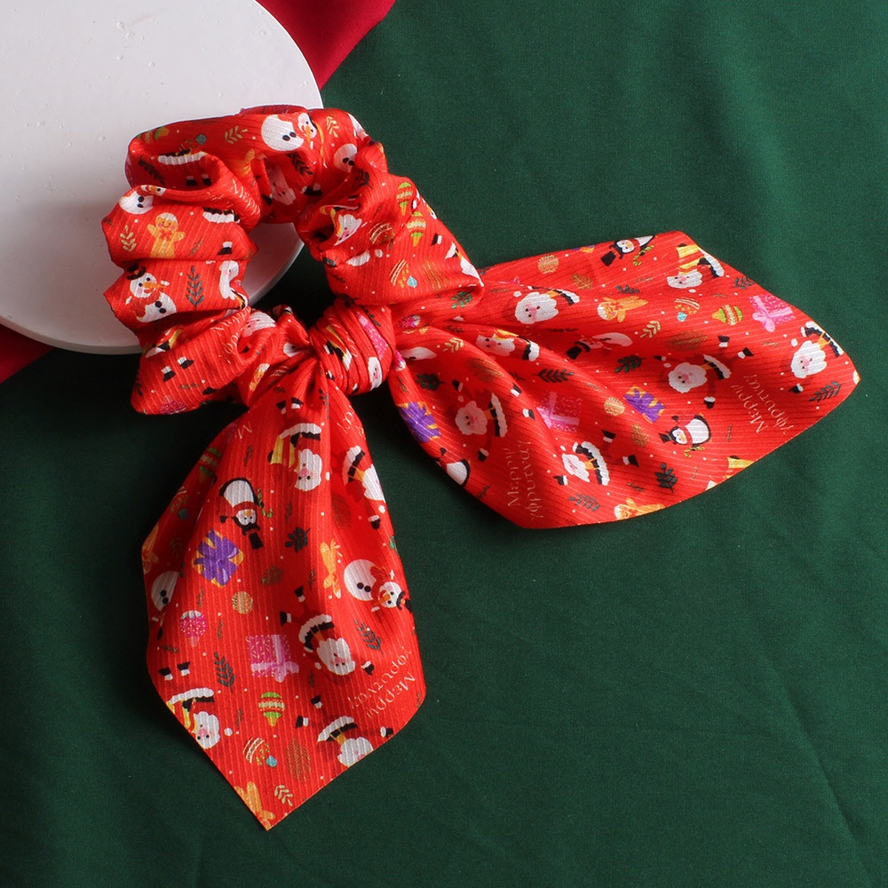 Women's Festive Plaid Scrunchies Cute Christmas Cloth Hair Ties