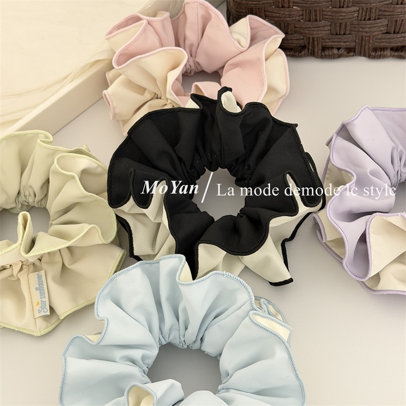 Women's Soft Cloth Spring Hair Tie Accessories Color Block Style