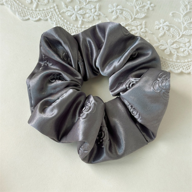 Women's Luxury Embossed Satin Large Bow Hair Ties Solid Color Versatile Hair Bands