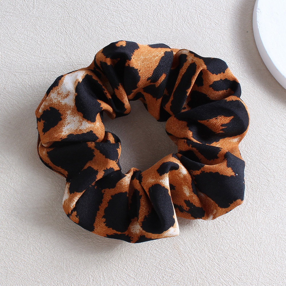 Women's Retro Leopard Print Cloth Hair Tie Beige Autumn Accessory
