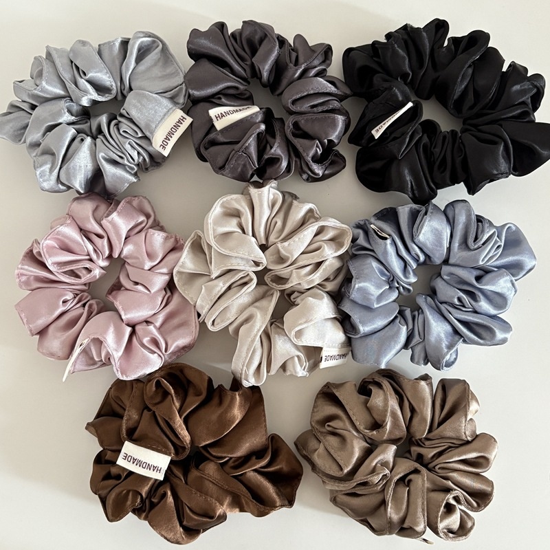 Women's Daily Shiny Satin Pleated Scrunchies Hair Ties Solid Color