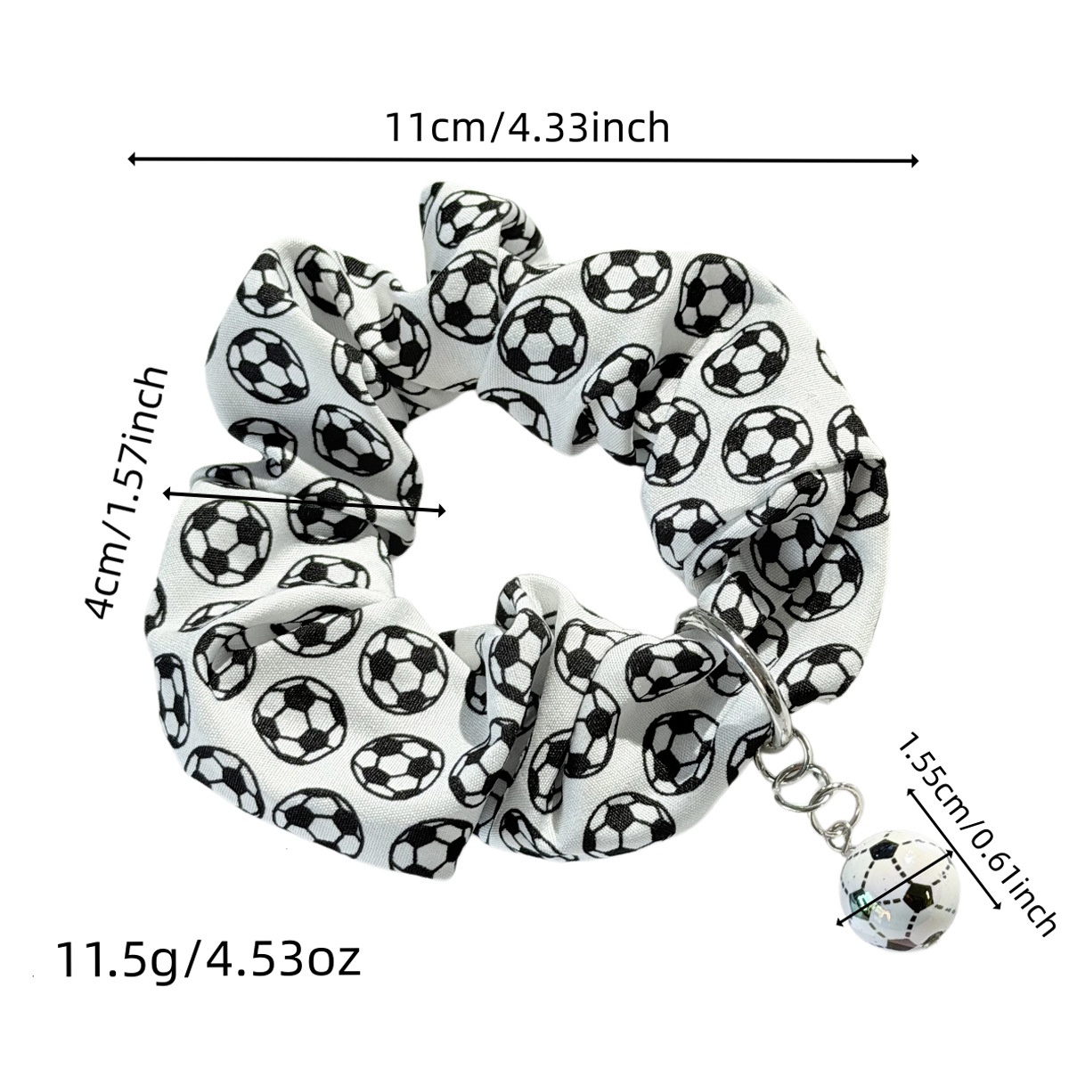 Women's Soft Cloth Telephone Cord Hair Tie For Fans Black & White Football