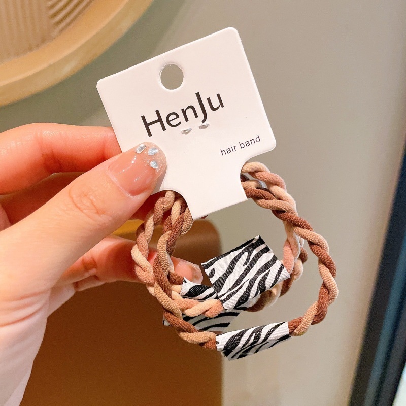 Women's High Elasticity All-Season Hair Ties Black And White Plaid Denim