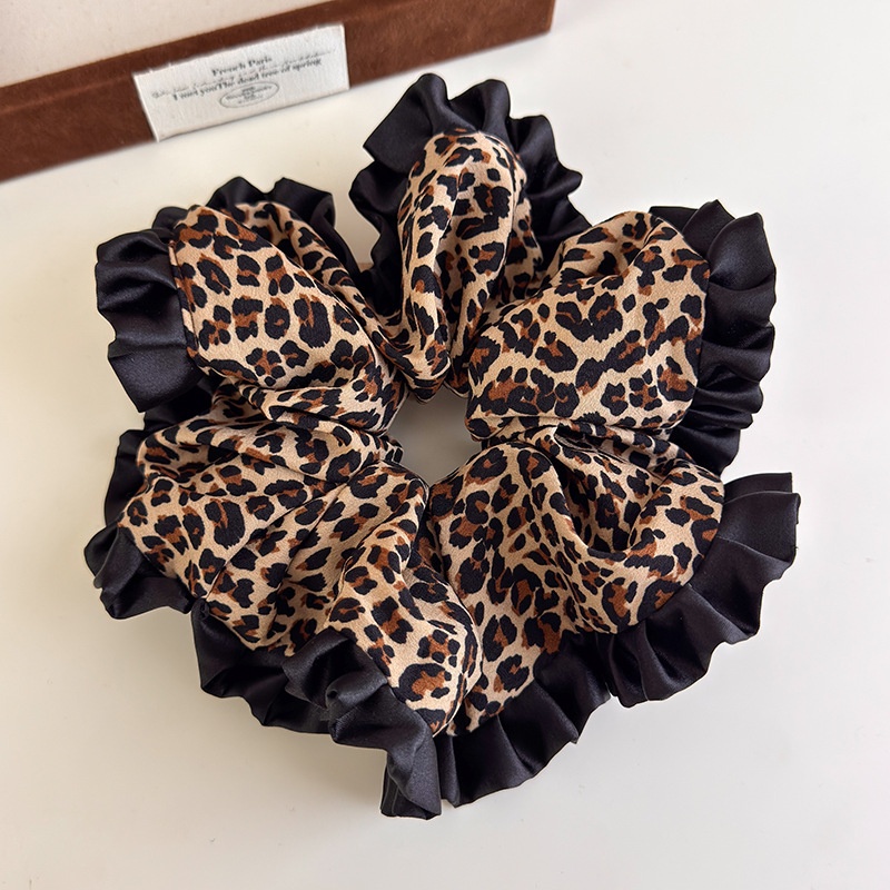 Women's Elegant Retro Satin Ruffle Party Hair Tie Leopard Print