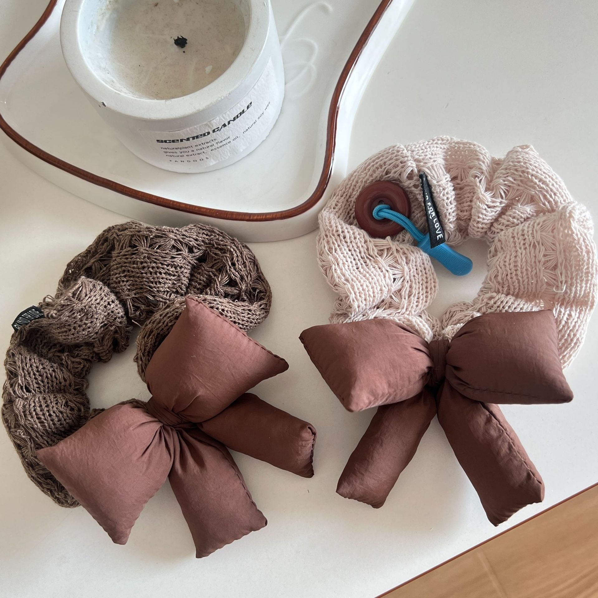 Women's Knitted Wool Butterfly Knot Scrunchies Lazy Style Winter Hair Ties