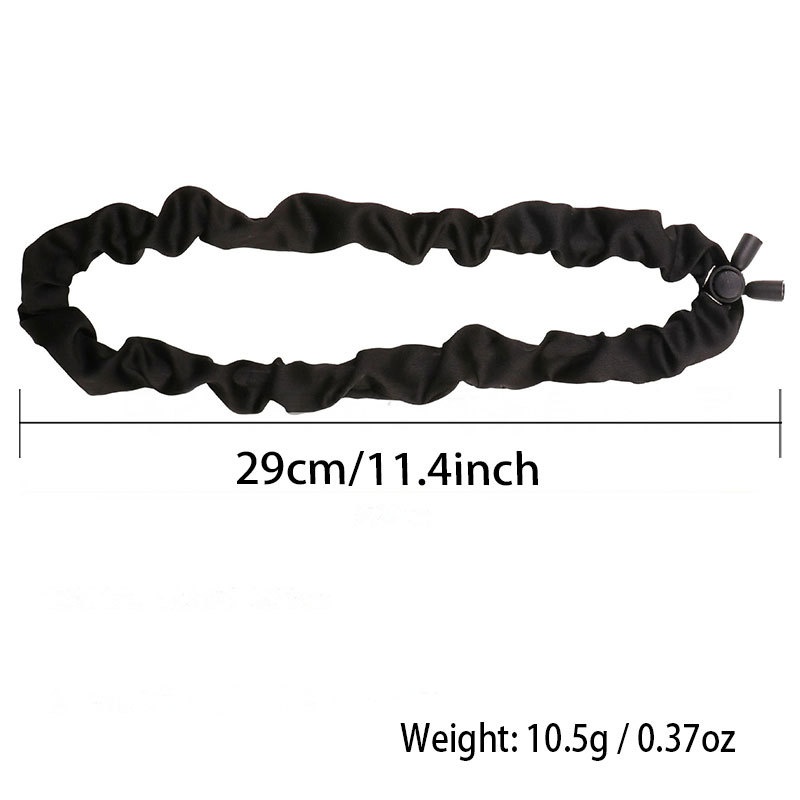 Women's Elastic Satin Heatless Wave Curler Hair Tie Solid Black Coffee