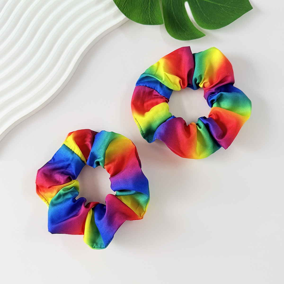 Women's Stylish All-Season Cloth Hair Tie Vibrant Rainbow Colors