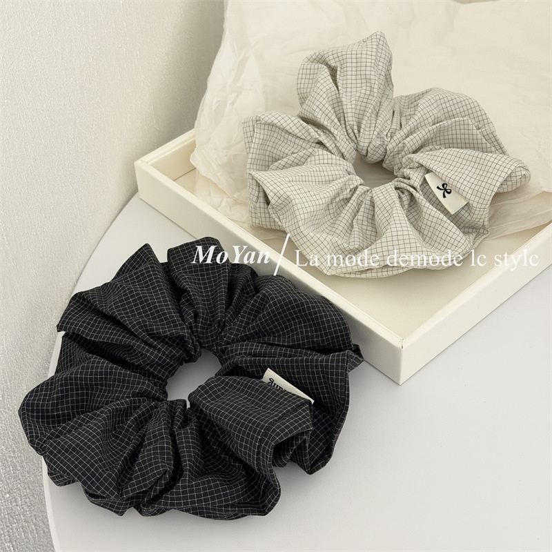 Women's Secure Cloth Hair Tie For Everyday Styling Black White Plaid