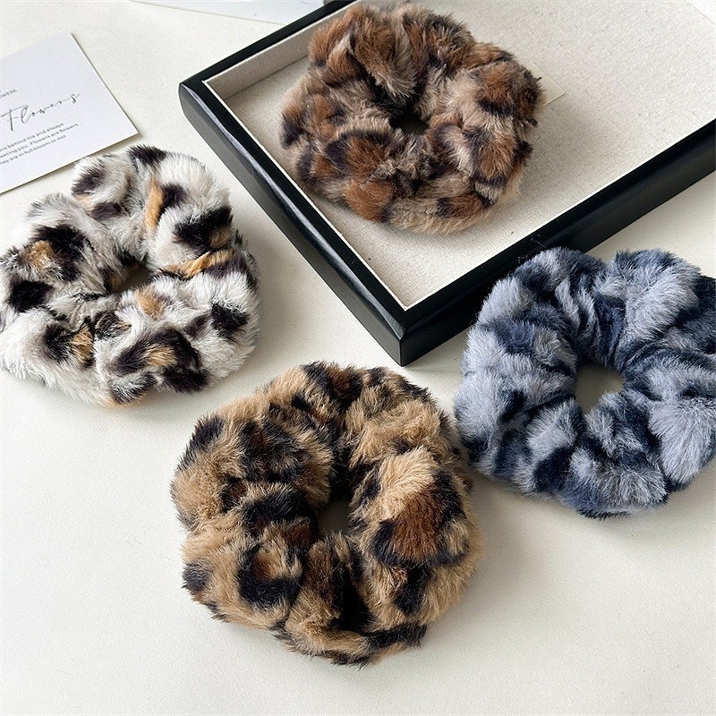 Women's Autumn Winter High Elastic Plush Large Bow Hair Bands Colorful