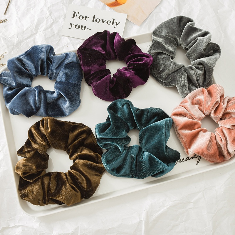 Women's Velvet Elastic Hair Band Autumn Winter Casual Solid Colors