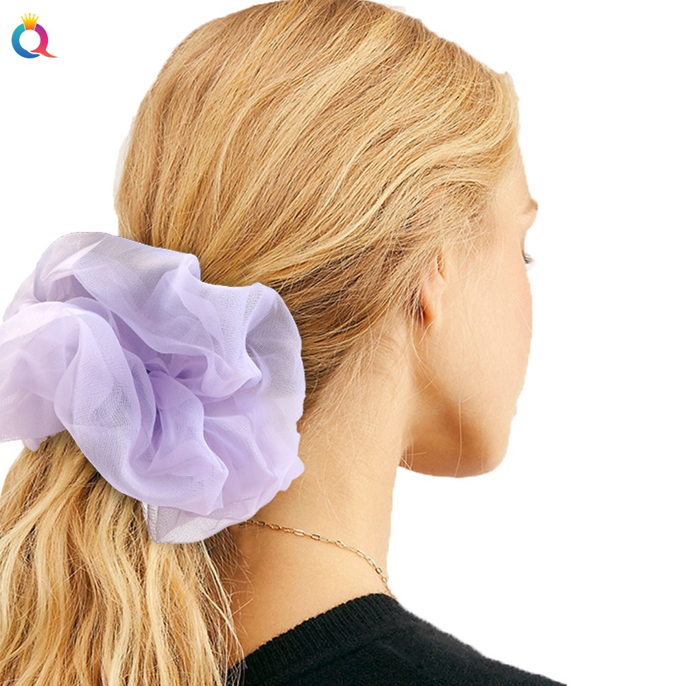 Women's Simple Daily Organza Pleated Hair Tie Scrunchie Solid Color