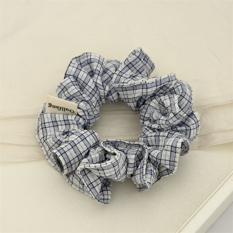 Women's Cloth Hair Scrunchies Daily Ponytail Holder Checkered Plaid
