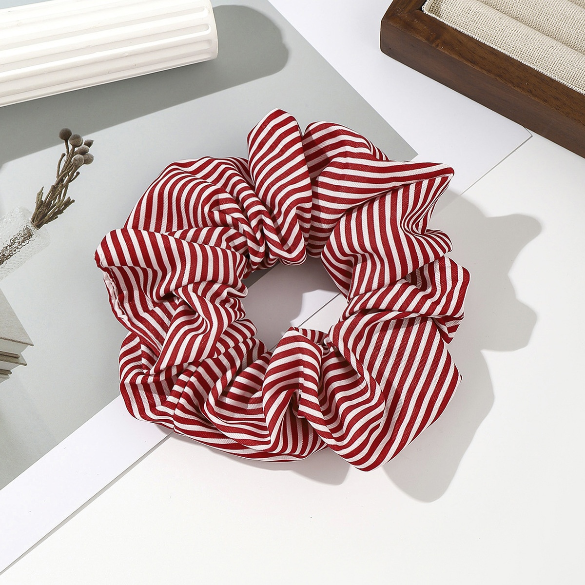 Women's Summer Bowknot Hair Tie Red Striped Cherry Heart Polyester