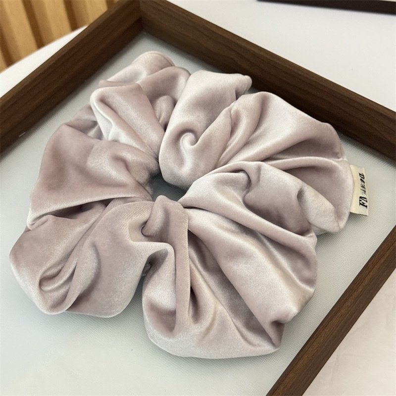 Women's Elegant Velvet Hair Tie For Winter Styling Solid Beige