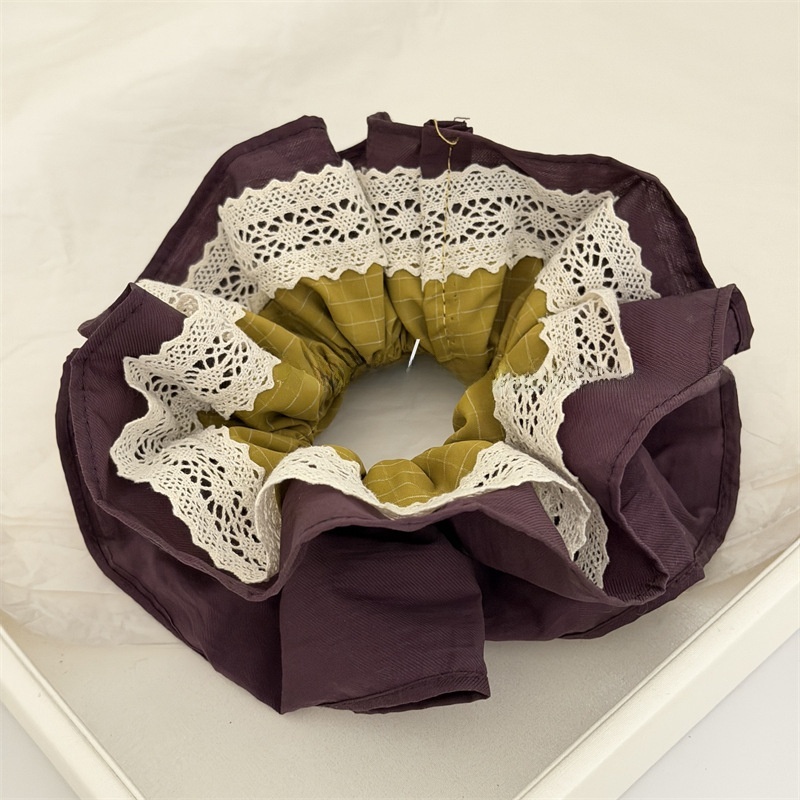 Women's Sweet Soft Cloth Everyday Lace Hair Tie Grey Color Block