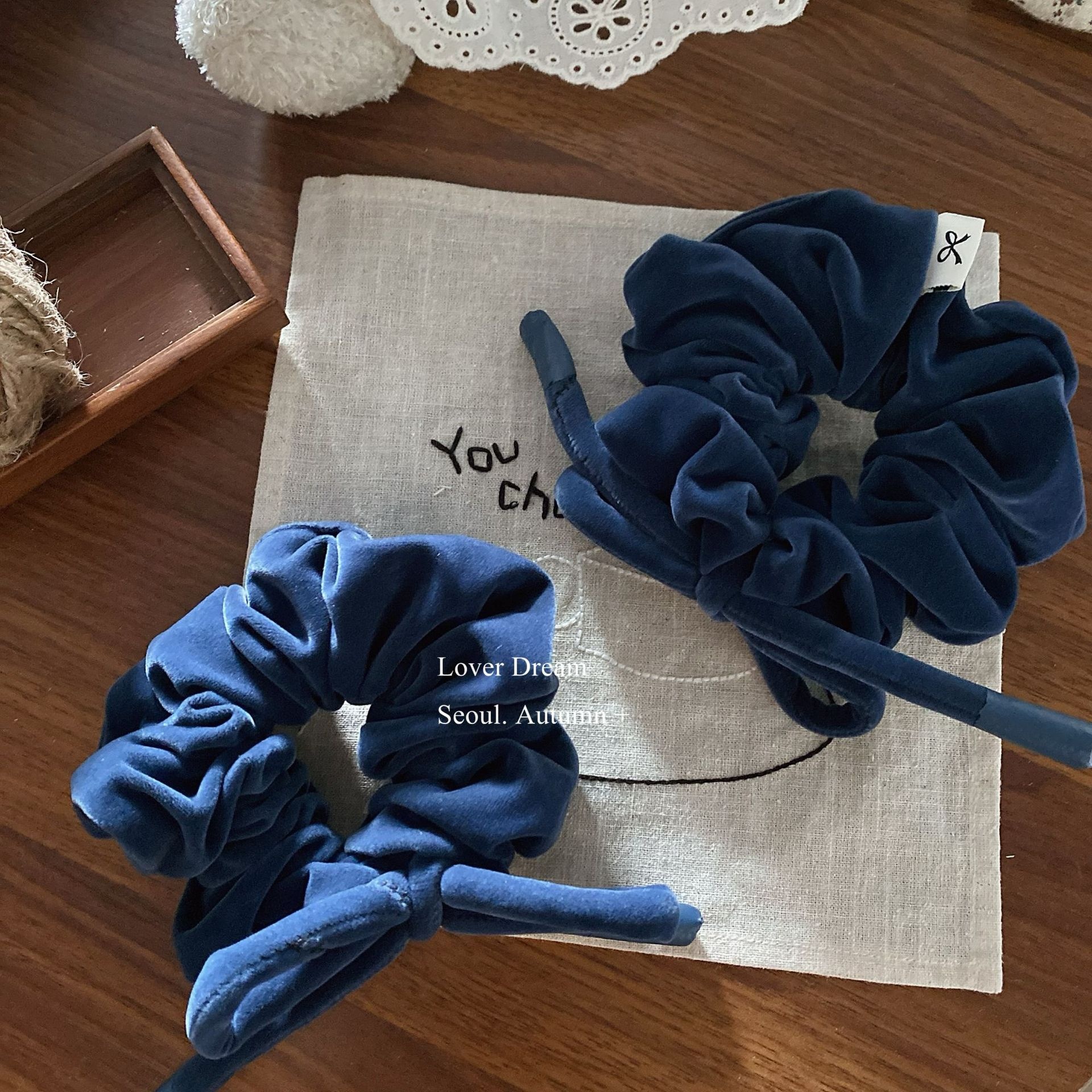 Women's Versatile Winter Velvet Elastic Hair Bands Solid Color Bowknot