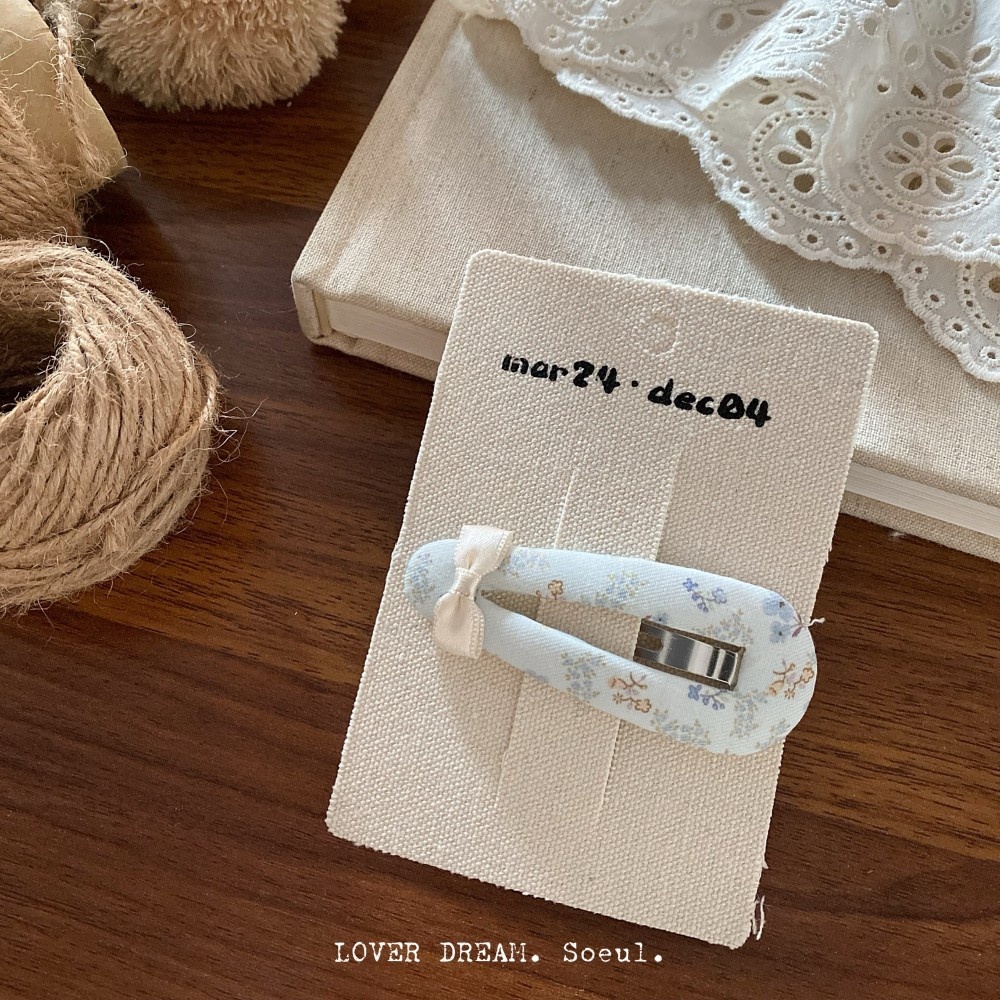 Women's Spring Cloth Bowknot Hair Tie in Navy Blue Ditsy Floral