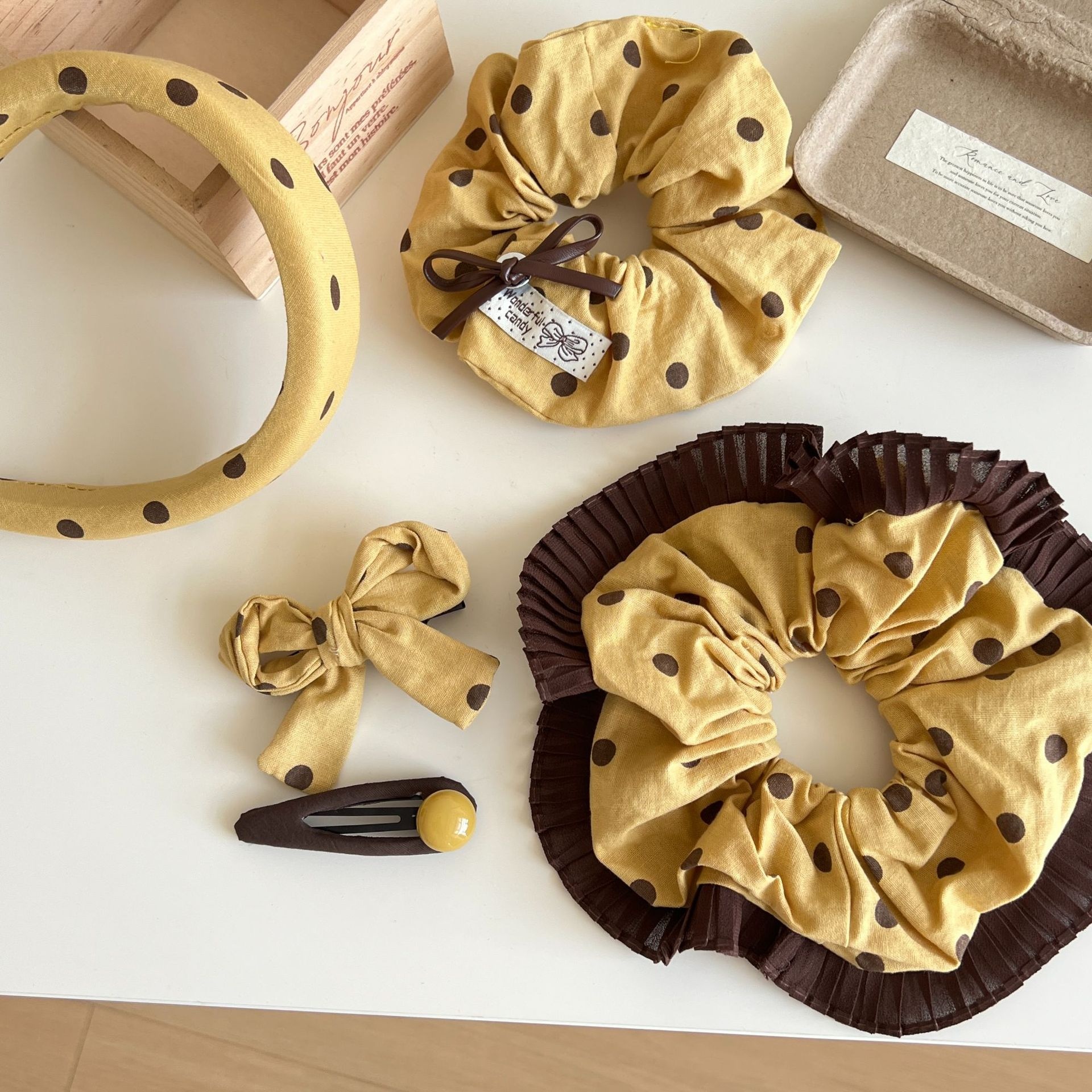 Women's Summer Satin French Retro Oversized Scrunchie Hair Tie Polka Dot