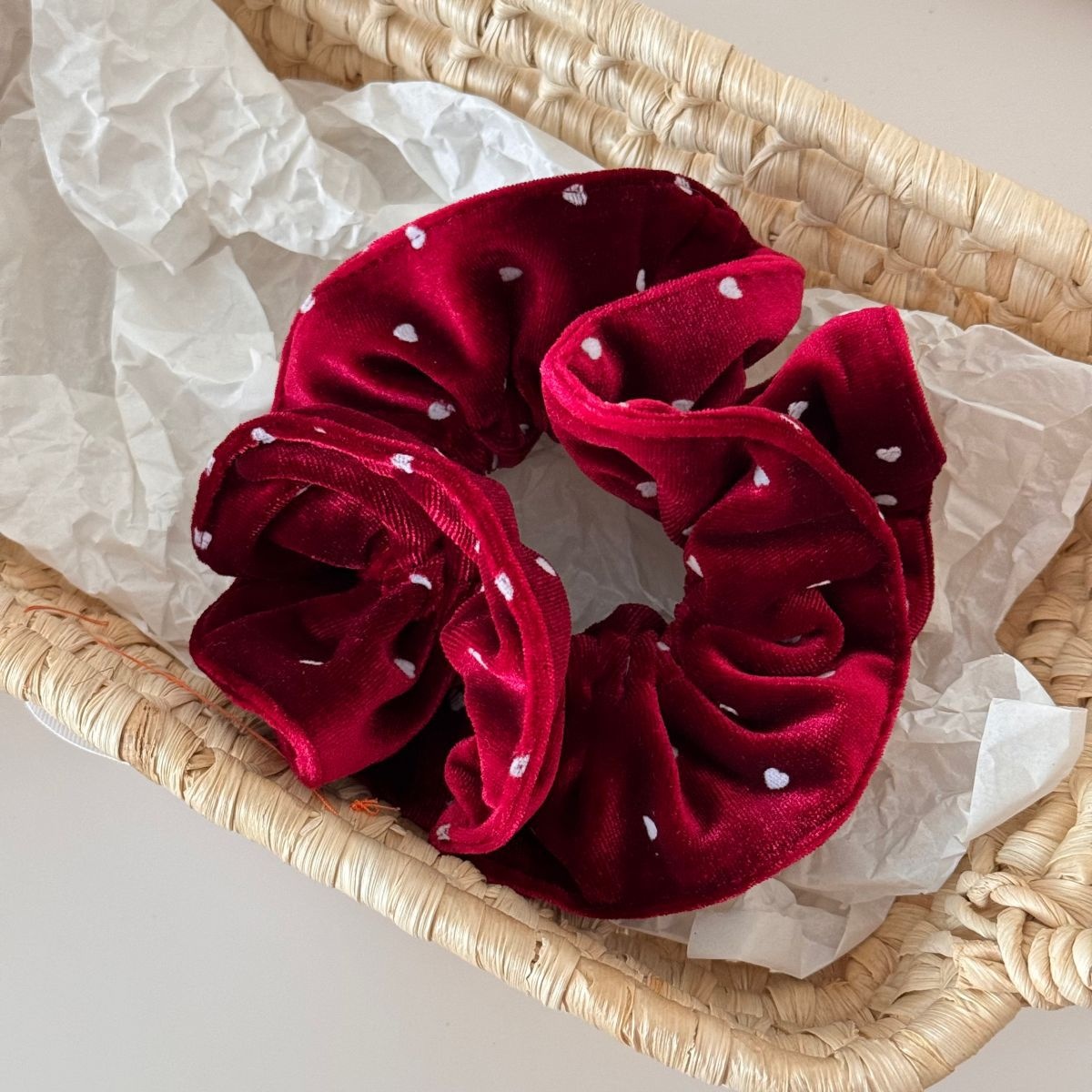 Women's Winter Large Velvet Elastic Hair Bands Polka Dot Heart Shaped