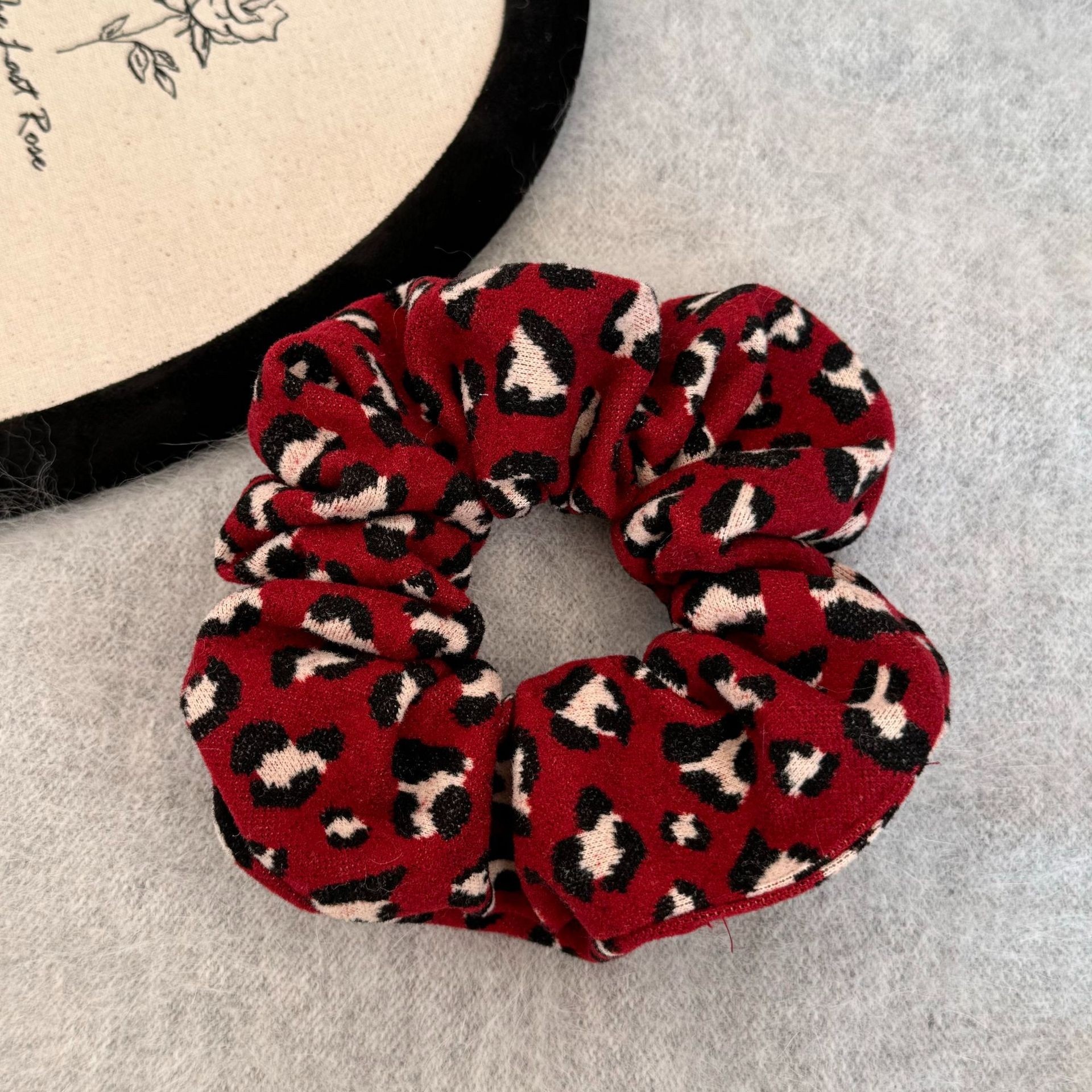 Women Girls Large Elastic Hair Scrunchie Forest Style Red Plaid Tie