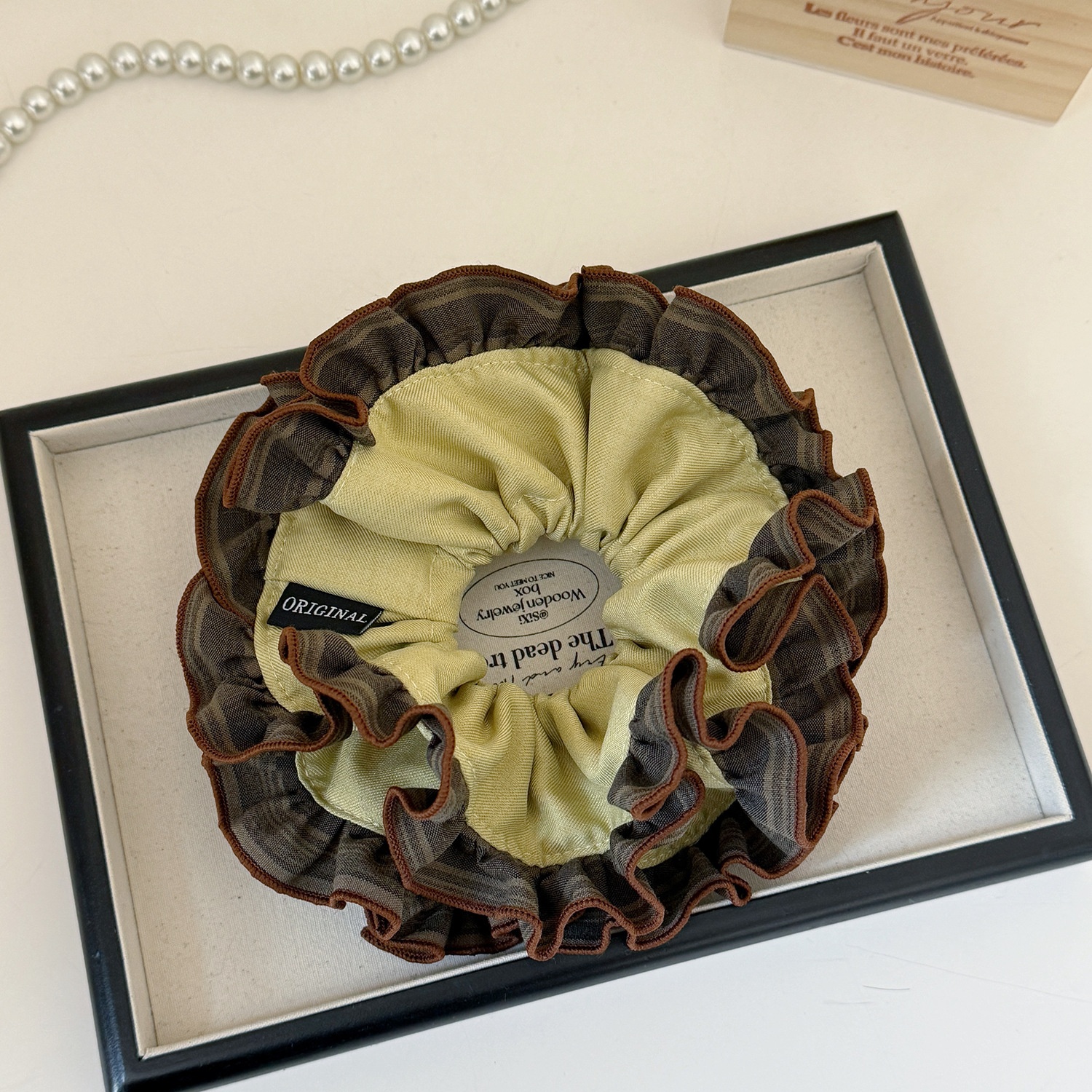 Women's Spring Summer Cloth Hair Scrunchies Blue Floral Pattern