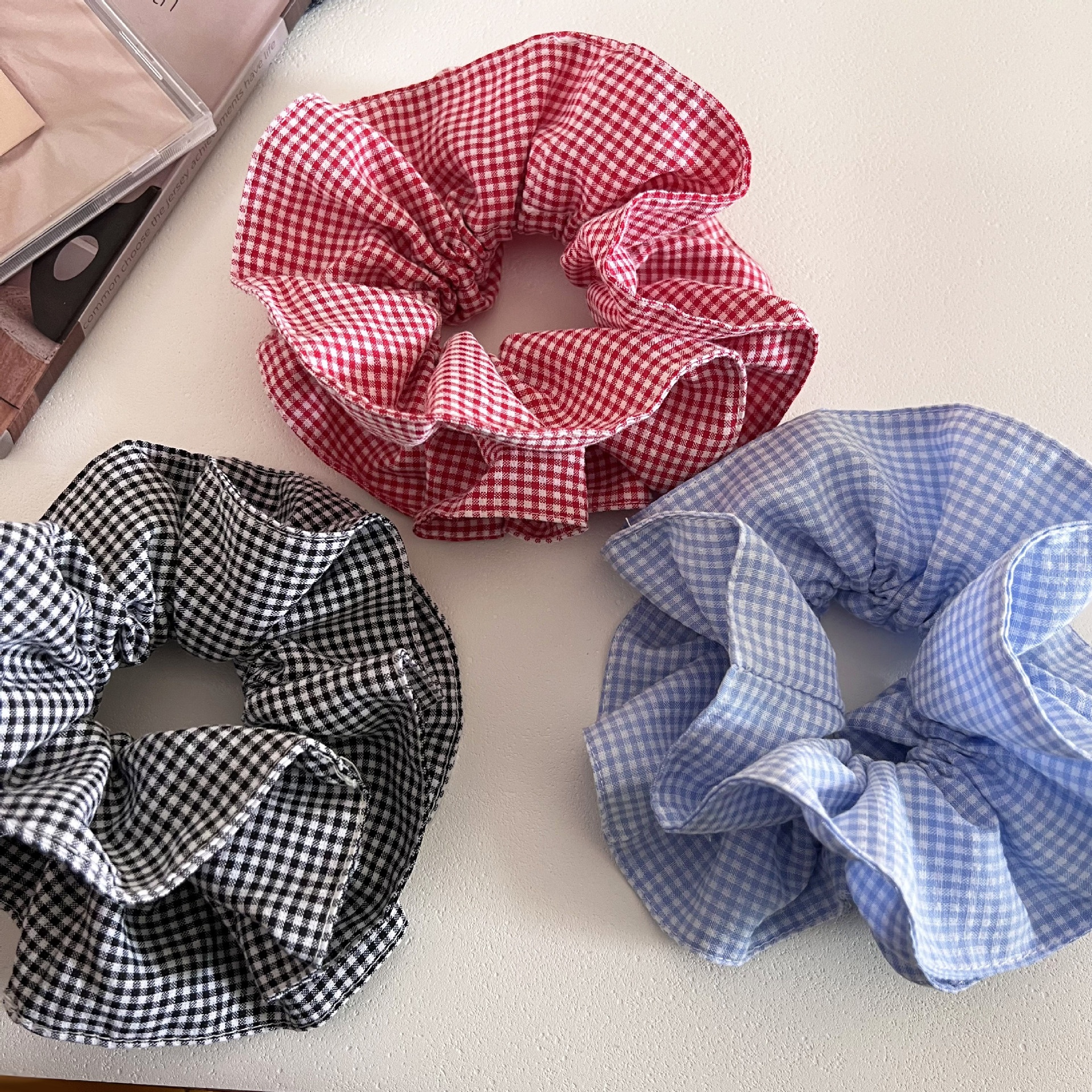 Women's Vintage Cloth Double Layer Bow Hair Tie Daily Accessories Plaid
