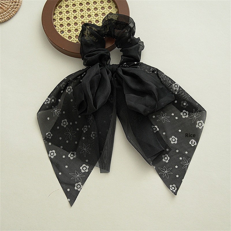 Women's Summer Chiffon Bowknot Elastic Hair Band Coffee White Black