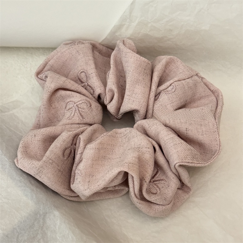 Women's Autumn Retro Cloth Bowknot Hair Tie Black Embroidery