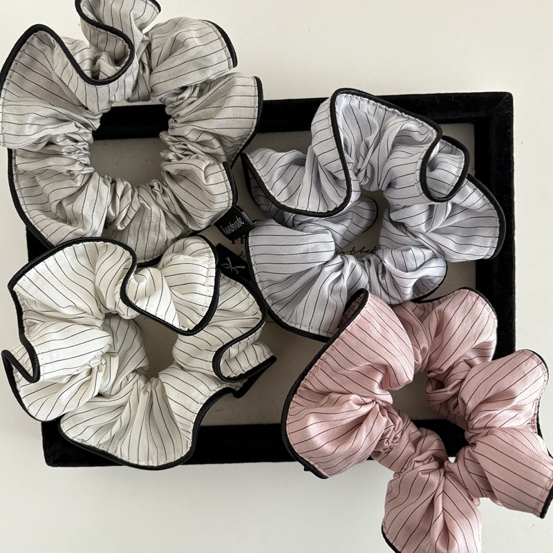 Women's Cloth Bubble Braid Hair Tie Everyday Accessory Pink Stripe