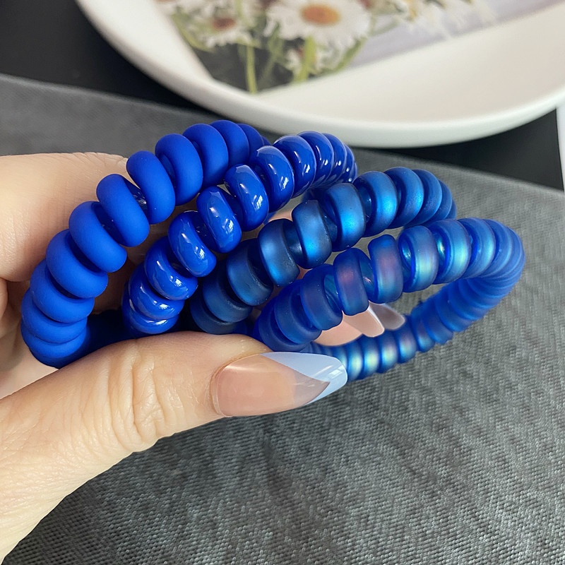 Women's Matte Plastic Spiral Hair Tie Daily Styling Low-Key Blue