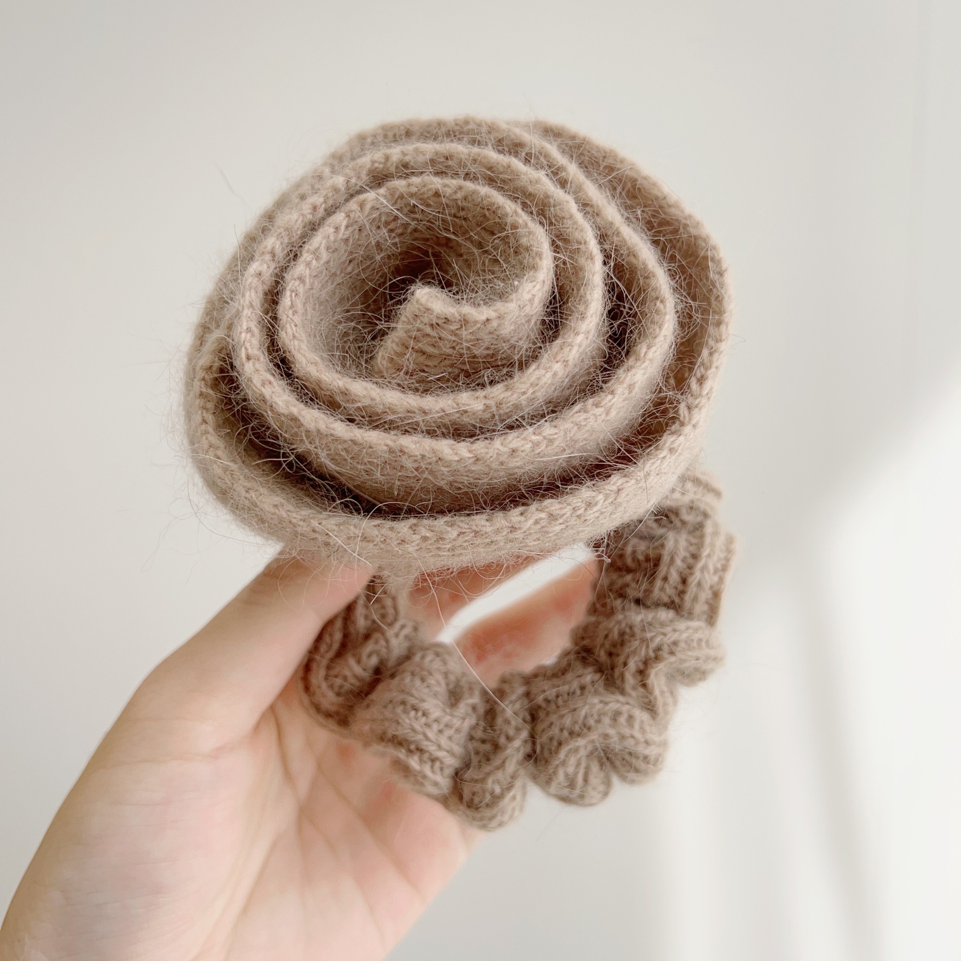 Women's Casual Winter Rabbit Hair Big Scrunchie Rose Pattern