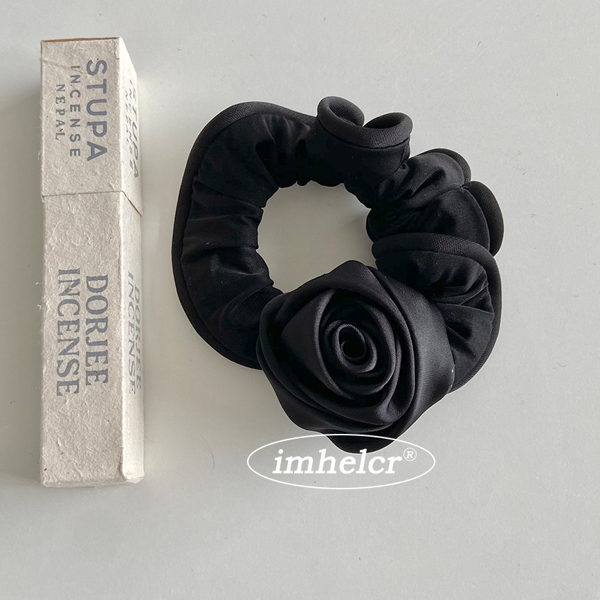 Women's Elegant Satin Daily Hair Tie Scrunchie Romantic Purple Rose