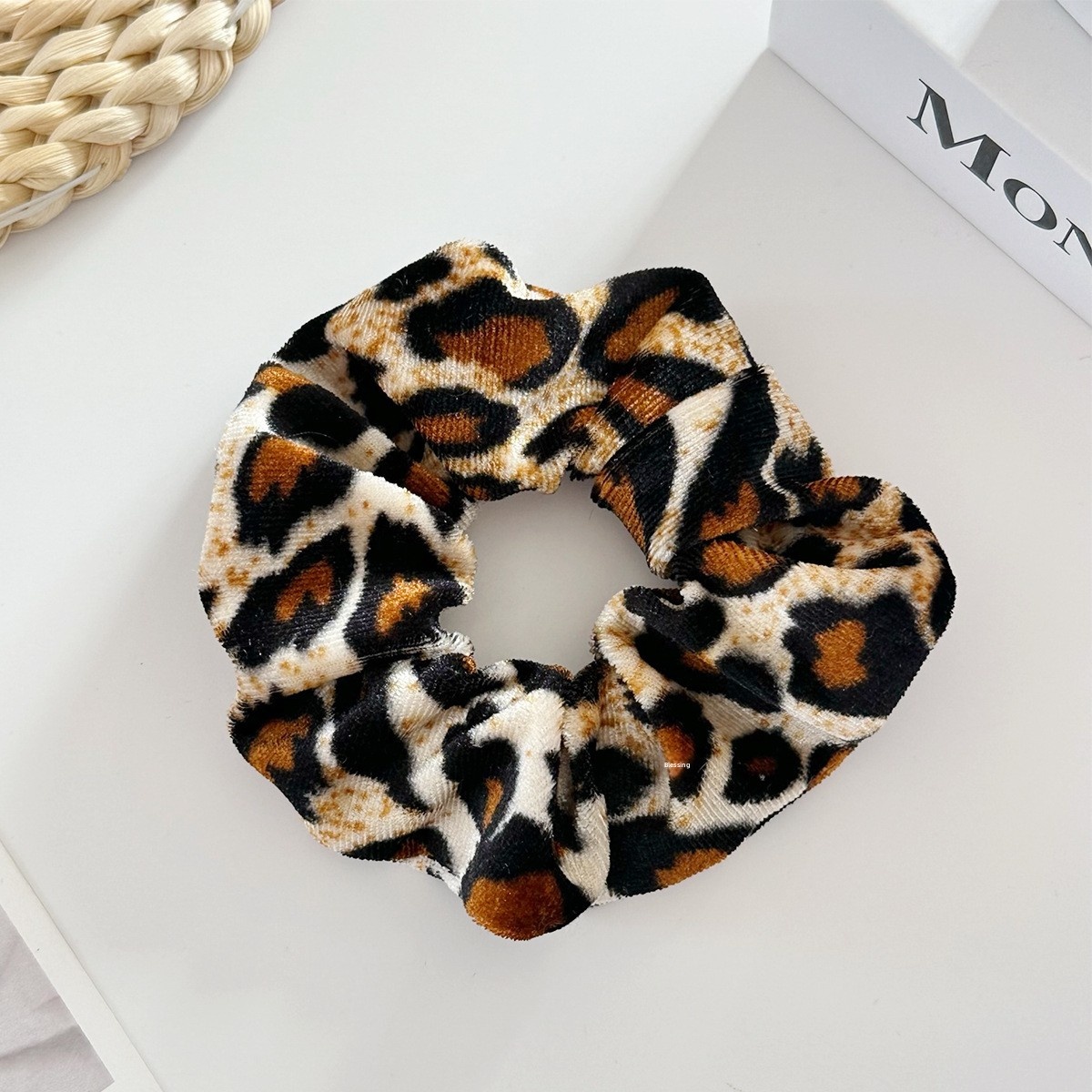 Women's Autumn Winter High Elastic Velvet Hair Tie Leopard Pattern