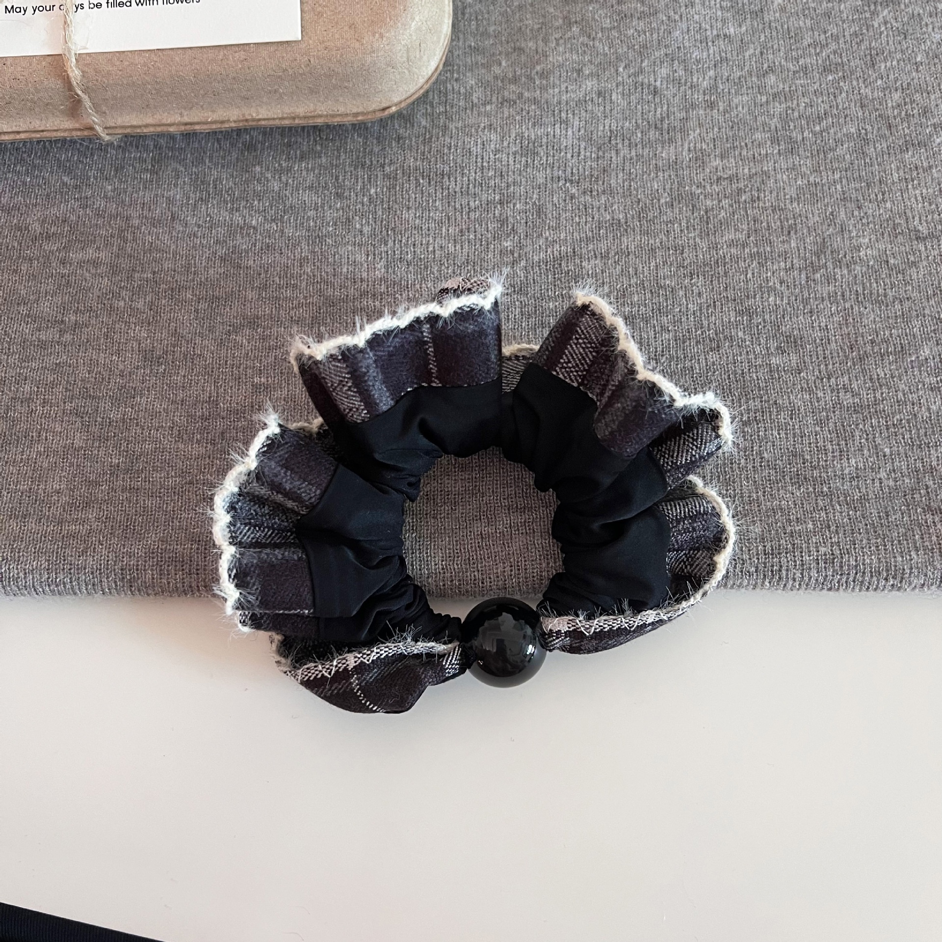 Women's All Season Cloth Hair Scrunchies Classic Checkered Plaid