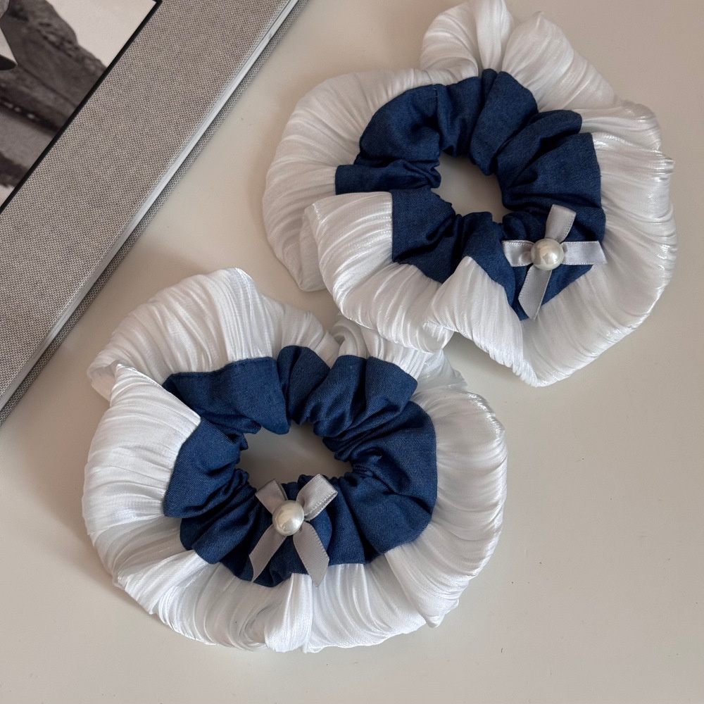 Women's Spring Casual Hair Tie Scrunchie Accessories Denim Bowknot