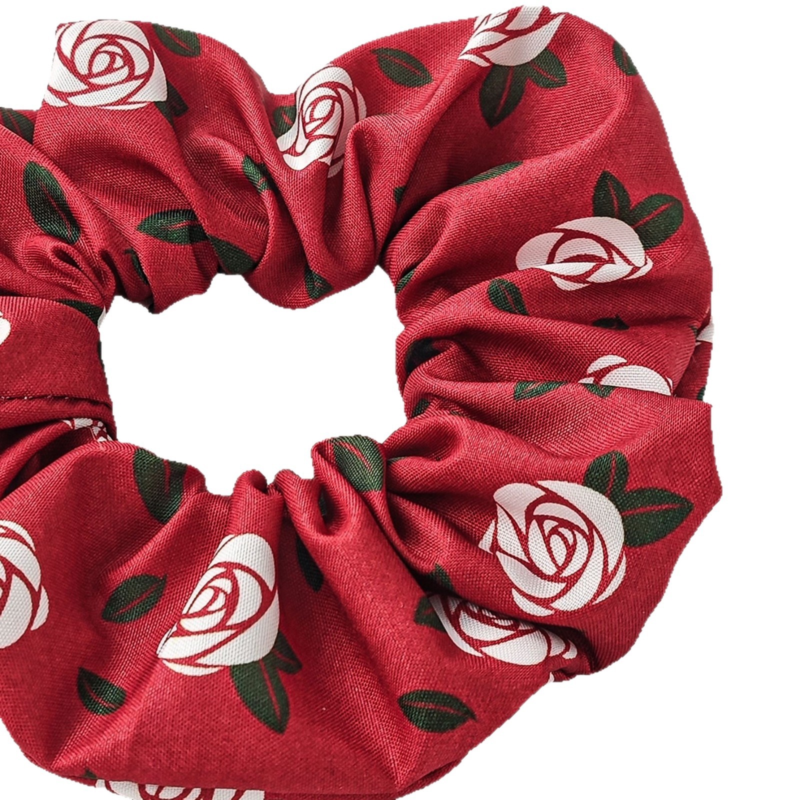 Women's 5-Piece Satin Elastic Hair Ties Valentine Rose Heart Lips Print
