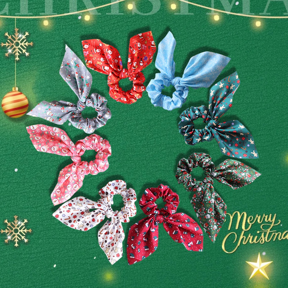 Women's Festive Plaid Scrunchies Cute Christmas Cloth Hair Ties