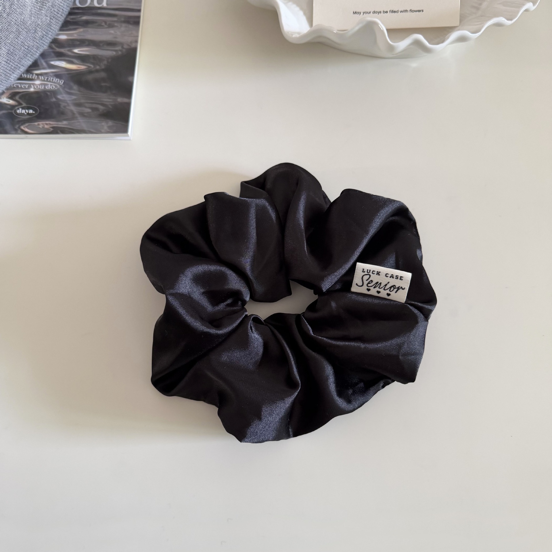 Women's Simple Style Spring Satin Hair Tie Accessories Solid Grey