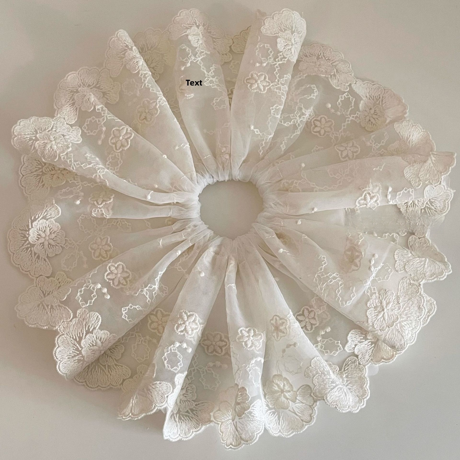 Women's French Ballet Lace Hair Scrunchie Beige Ditsy Floral Patchwork