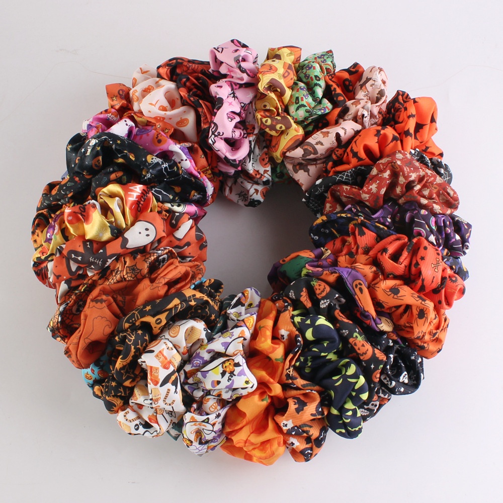 Women's Halloween Party Fabric Hair Scrunchies Colorful Skull Pattern