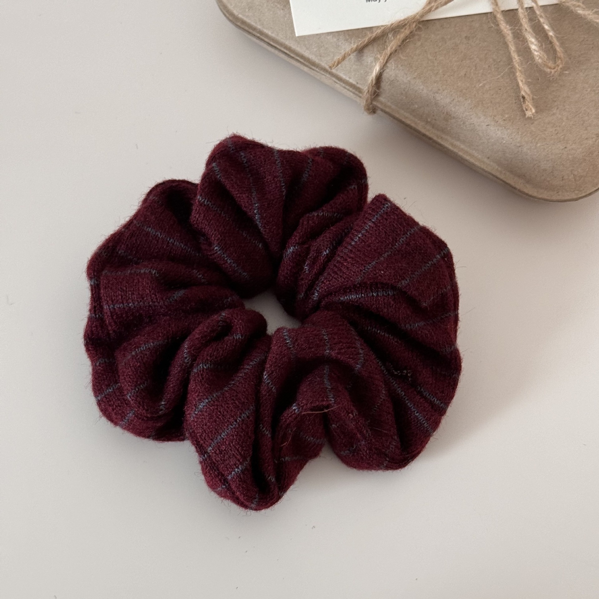 Girls Premium Knitted Woolen Bun Hair Ties Autumn Winter Striped