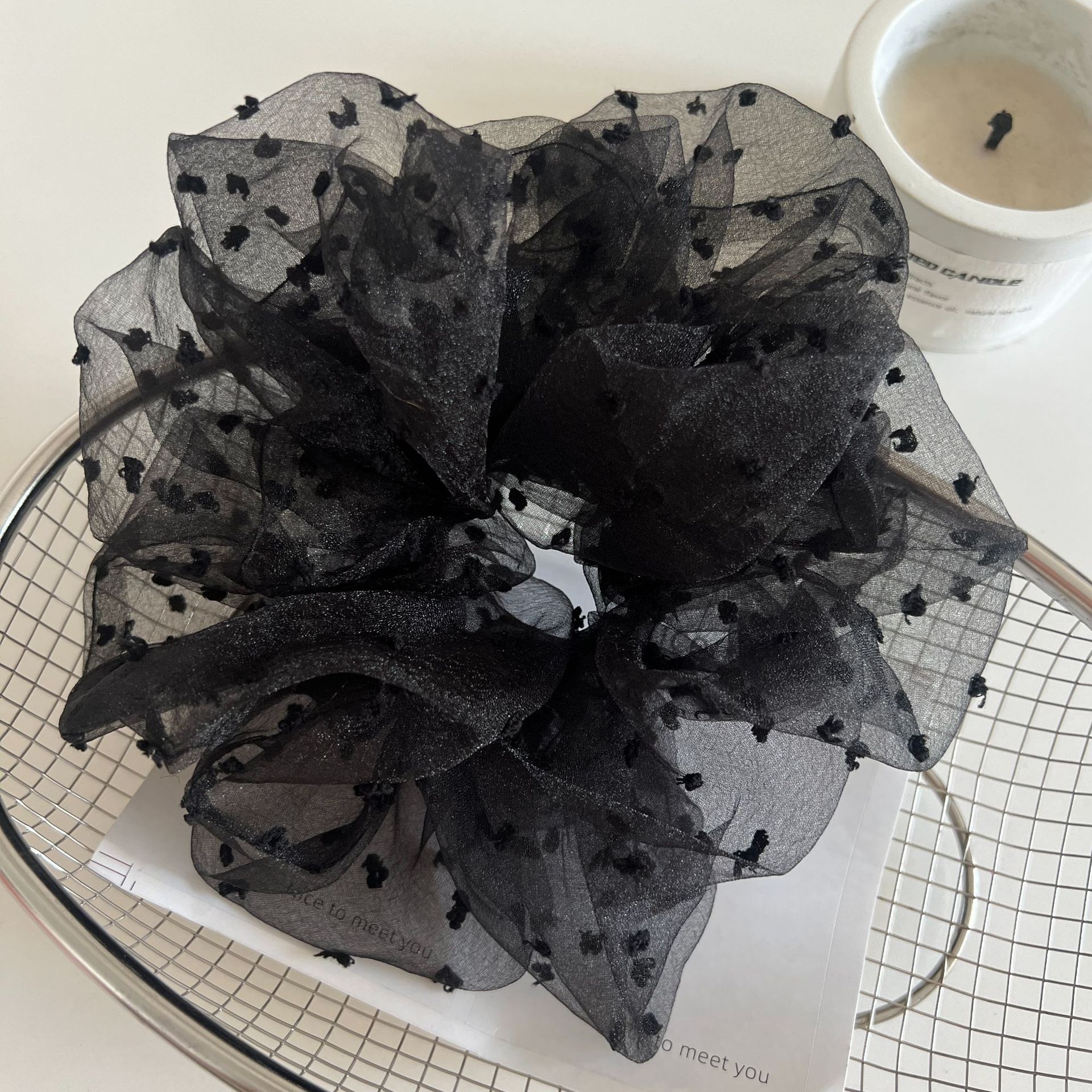 Women's Elegant Cloth Hair Tie Simple Polka Dot Solid Color Daily Scrunchie