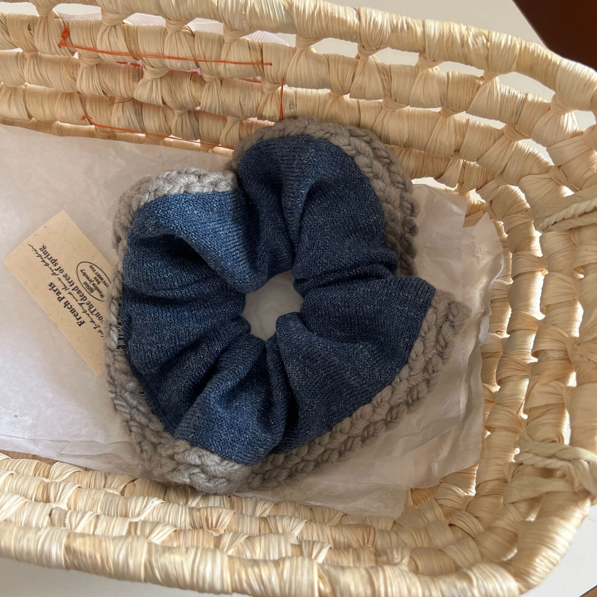 Women's Cute Winter Double Layer Knitted Elastic Hair Tie Color Block