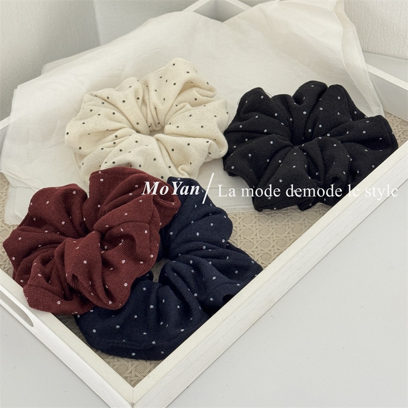 Women's Soft Knitted Low Ponytail Elastic Hair Bands Polka Dot