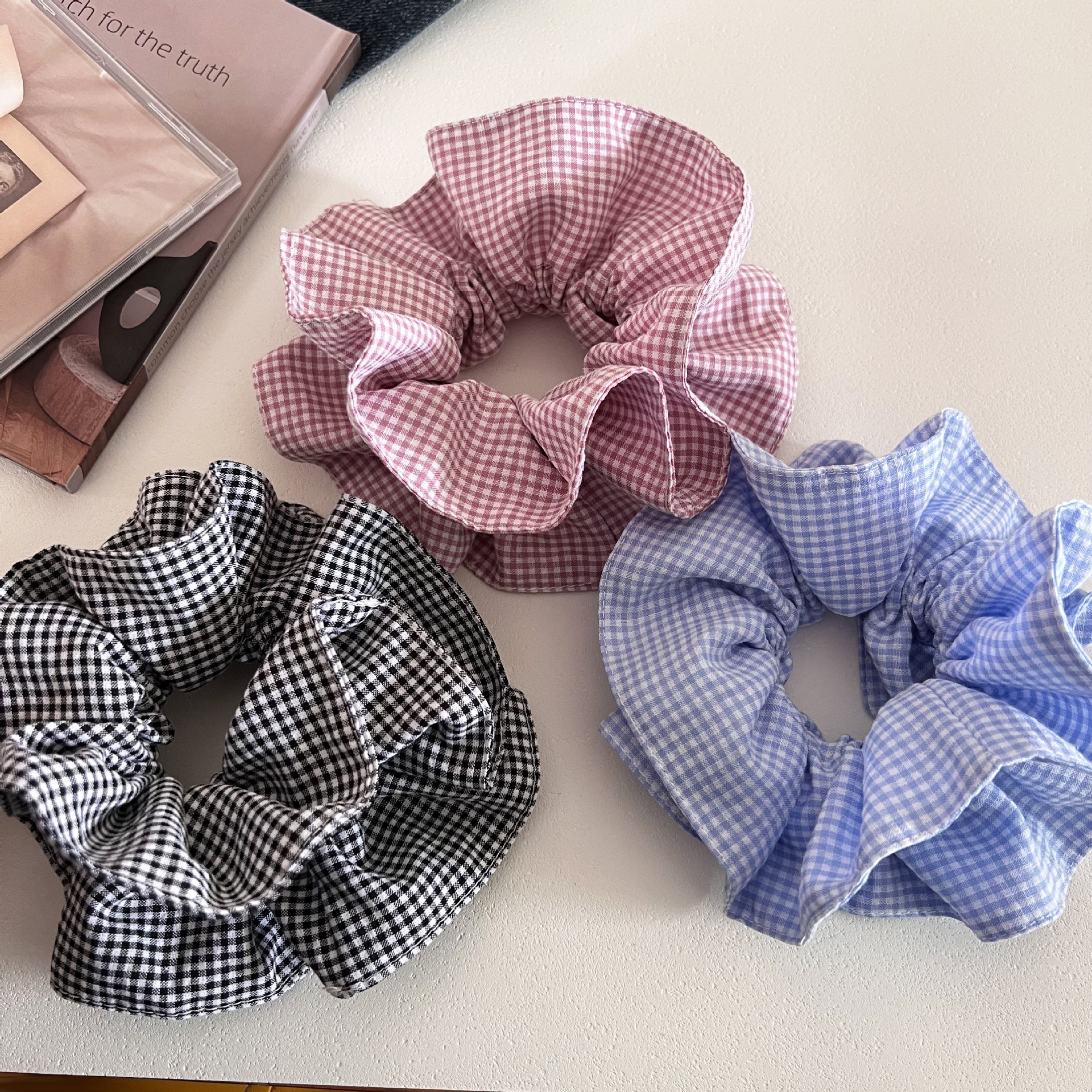 Women's Vintage Cloth Double Layer Bow Hair Tie Daily Accessories Plaid